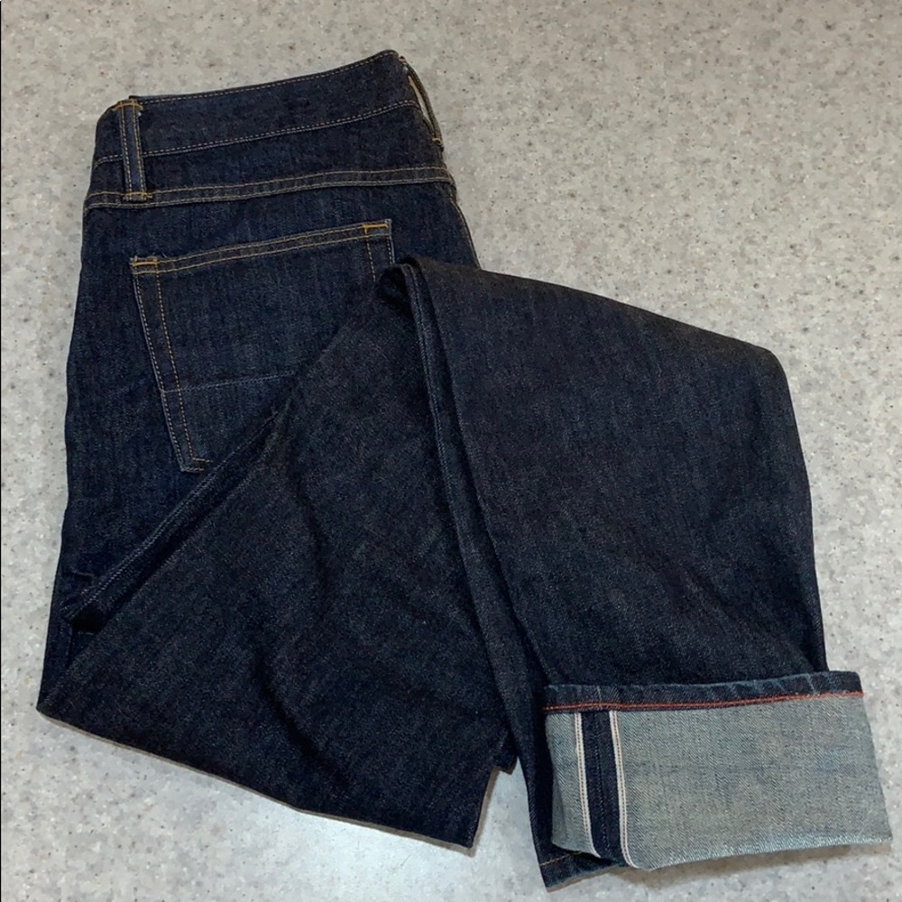 GUSTIN 34X34 Selvedge Slim Raw Denim Blue Jeans